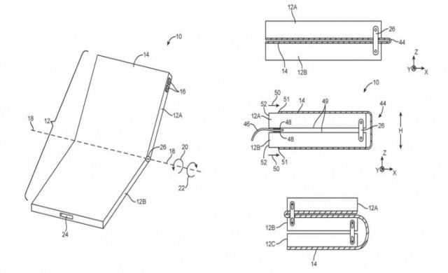 Apple патентова сгъващ се на три айфон 