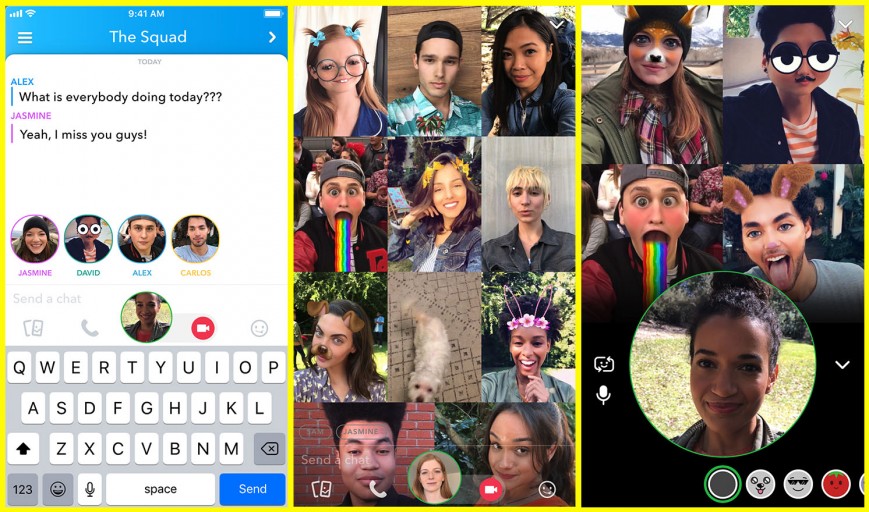 Вече и групови видеоразговори в Snapchat