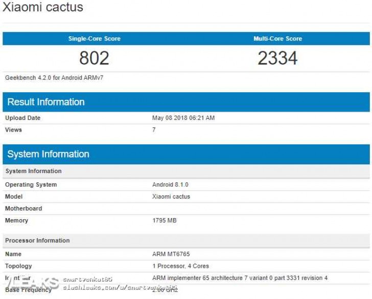 В Geekbench се появи Xiaomi Cactus